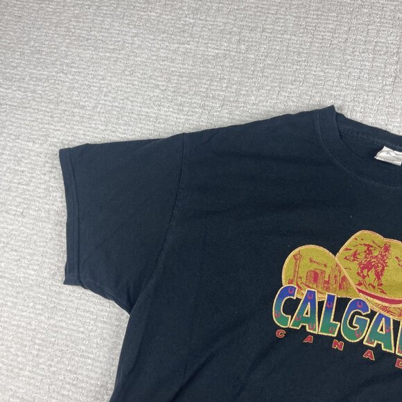 VINTAGE Calgary Stampede Rodeo Shirt Adult Size Large Black Graphic Tee Mens - Picture 3 of 14
